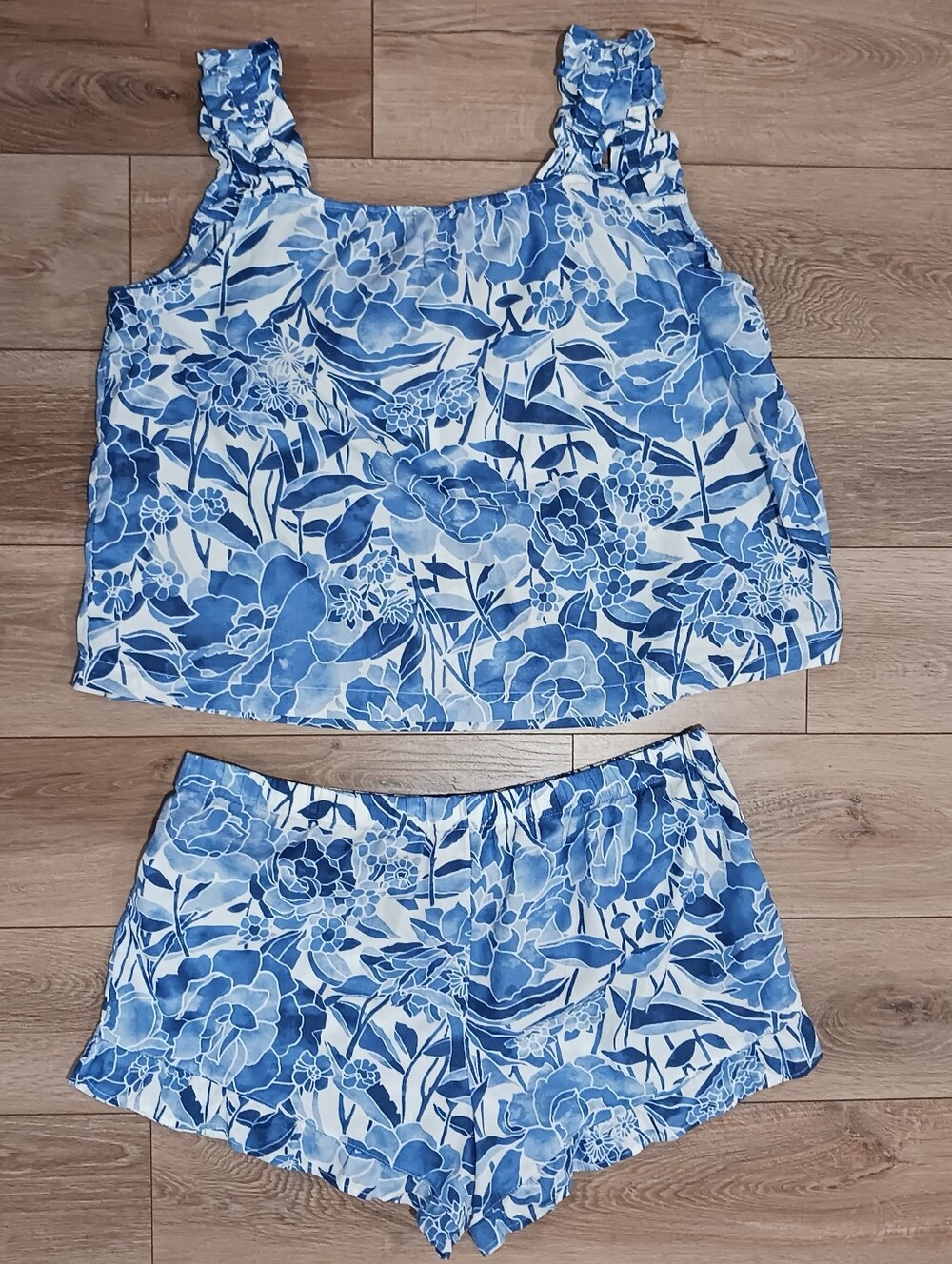 GAP Ruffle Tank Shorts Sleep Set Floral Print - Picture 5 of 11